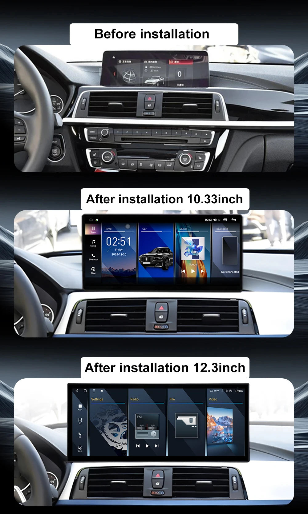 Android 16 UItra-thin Screen Car Radio Multimedia Player For BMW 3 4 series F30 F31 F32 F3