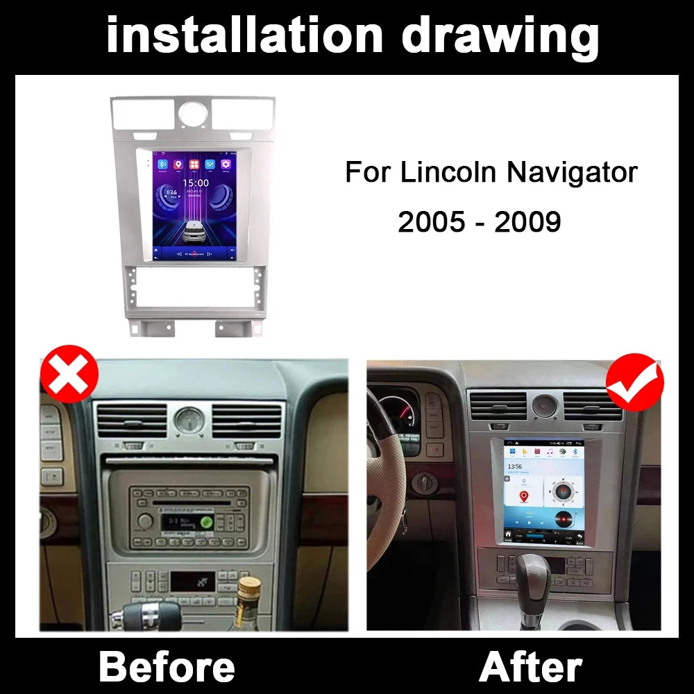 Car Radio Multimedia Video Player GPS Navigation Stereo For Lincoln Navigator 2005 - 2009
