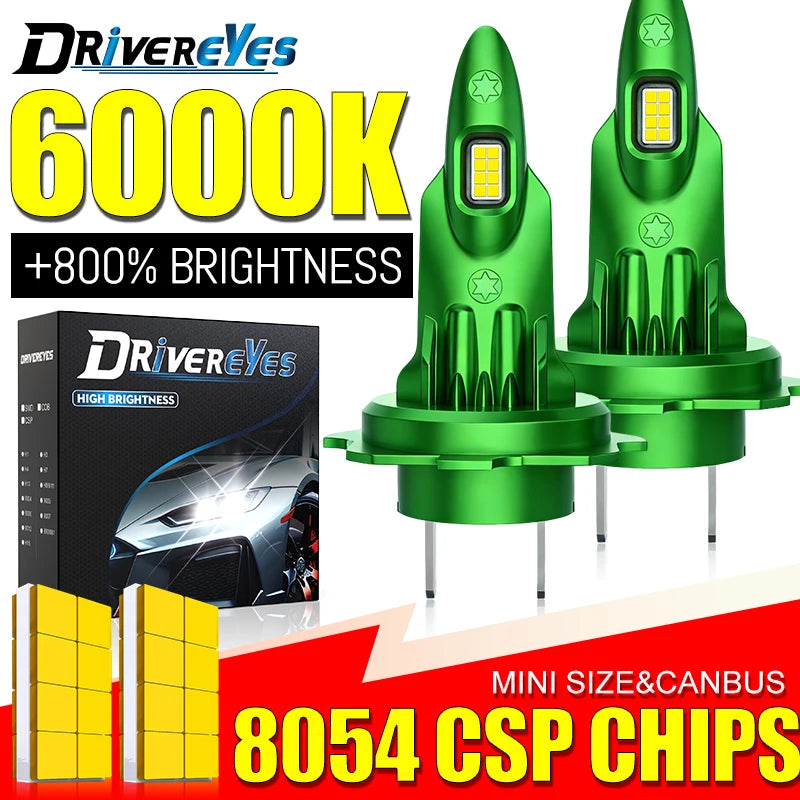 High Power H7 H4 LED Headlight Car Light H11 H8 H9 HB3 9005 HB4 9006 16PCS 8054 CSP 6000K