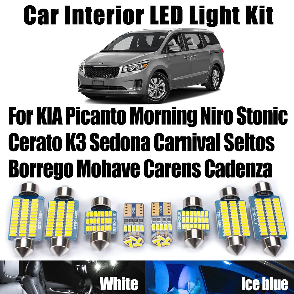 LED Interior Light Kit for KIA Picanto Morning Niro Cerato K3 Sedona Carnival Borrego Mohave Seltos Stonic Carens Cad...