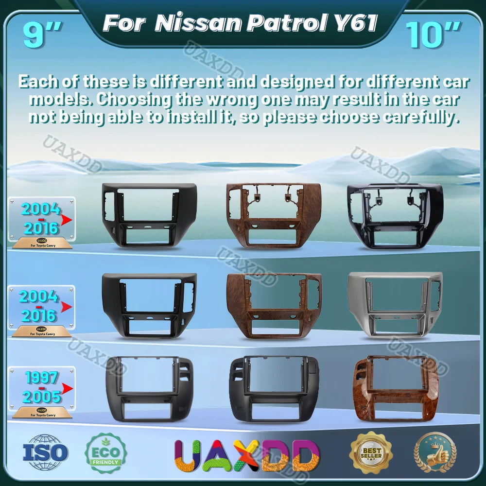 For 1997-2005 2004-2016 Nissan Patrol Y61 9INCH Car Cadre MP5 Radio Android Frame Video Pl