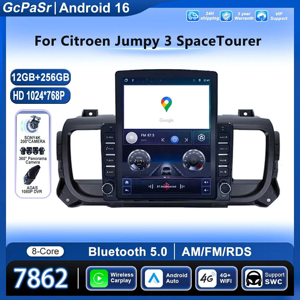 Carplay 9.7 inch For Citroen Jumpy 3 SpaceTourer For Peugeot Expert 3 For Toyota Proace 20