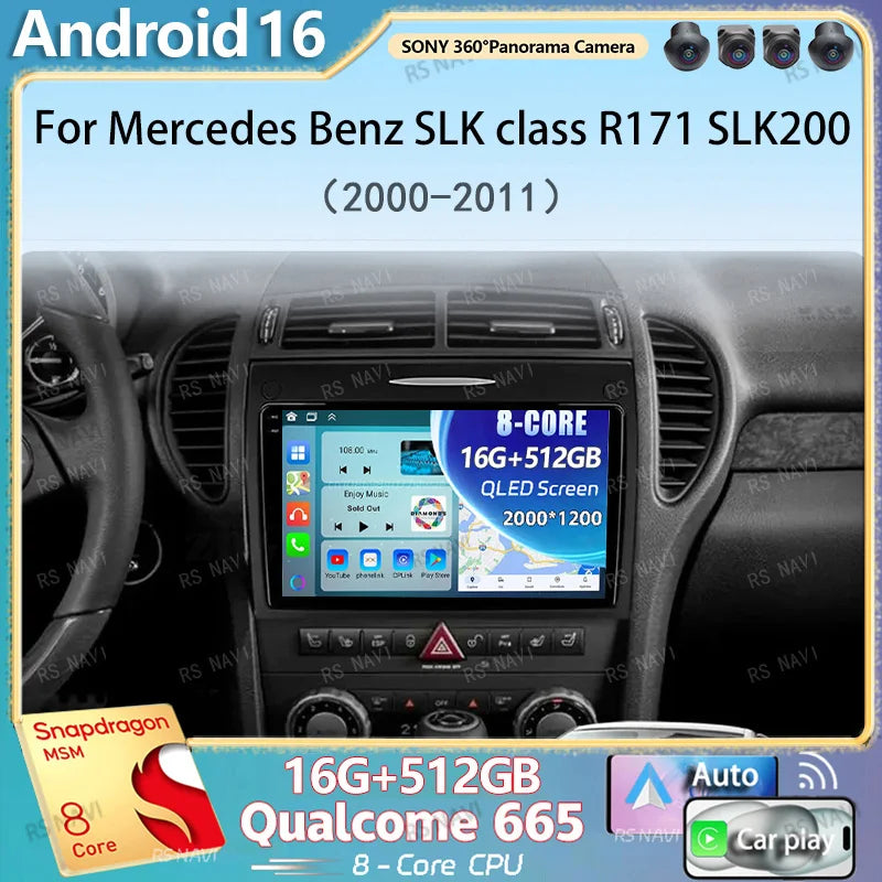 Android 16 Car Radio For Mercedes Benz SLK class R171 SLK200 SLK280 SLK300 2000-2011 GPS N