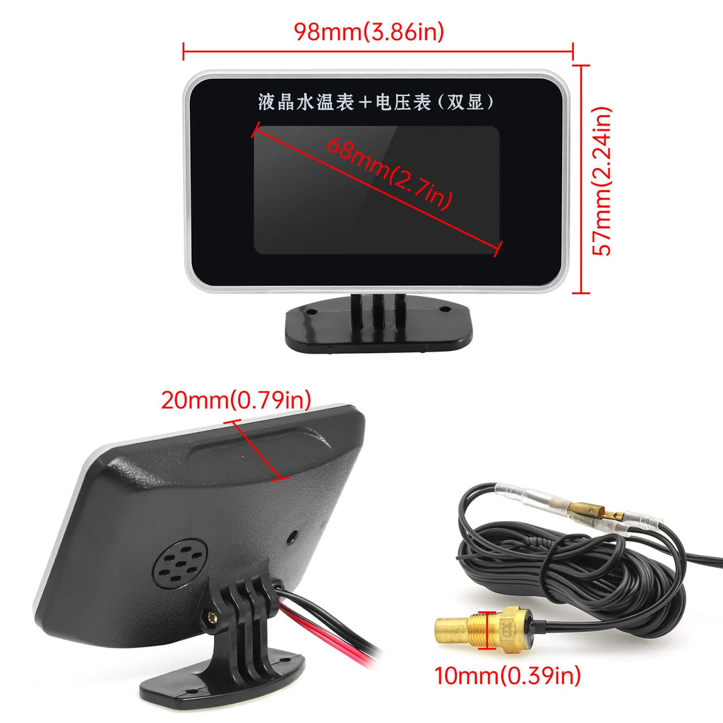 AD Waterproof LCD Digital Car Truck Voltmeter Water Temp Gauge Temperature Sensor 10mm Temperatu - Automotive LED Light