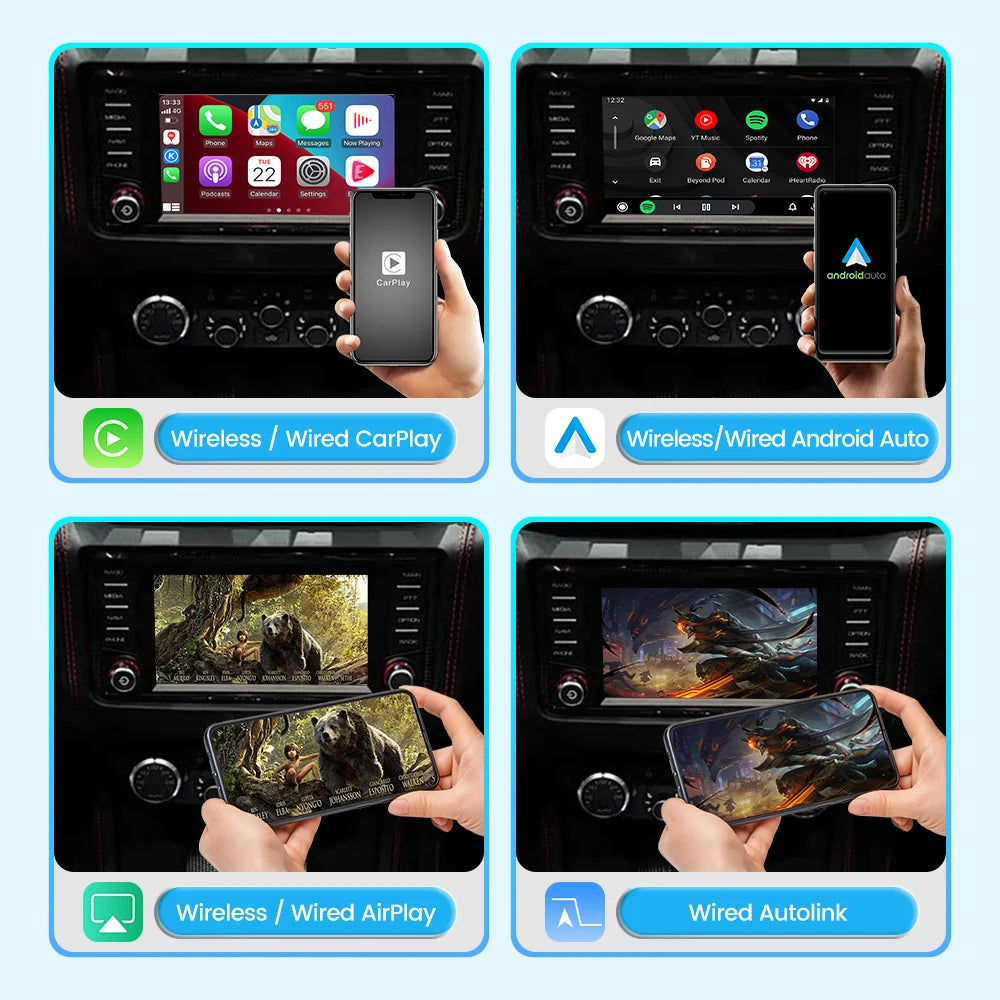 Wireless CarPlay Android Auto Interface for Ferrari California T 2015-2018 - Mirroring USB Flash Play, OEM Mic Support