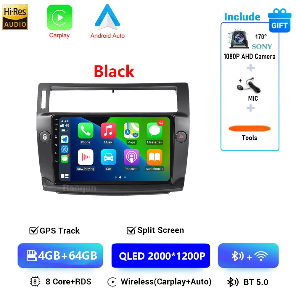 Android 16 For Citroen C4 C-Triomphe Quatre 2004-2014 Navigation GPS Multimedia Car Radio