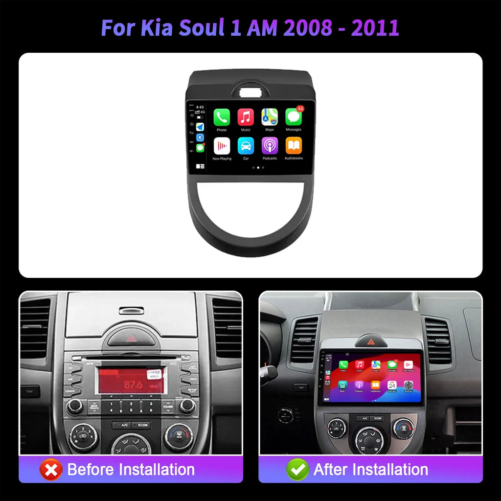 For Kia Soul 1 AM 2008-2011 Wireless BT CarPlay Android 14 Radio Car Multimedia Player 786