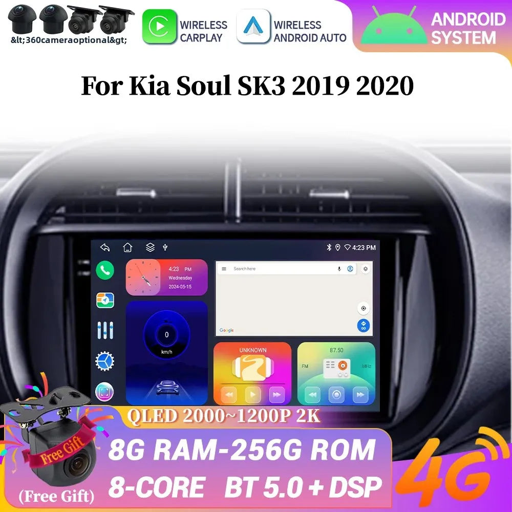 Car Radio 4G GPS Android 14 For Kia Soul SK3 2019 2020 Multimedia Navigation Wireless Carp