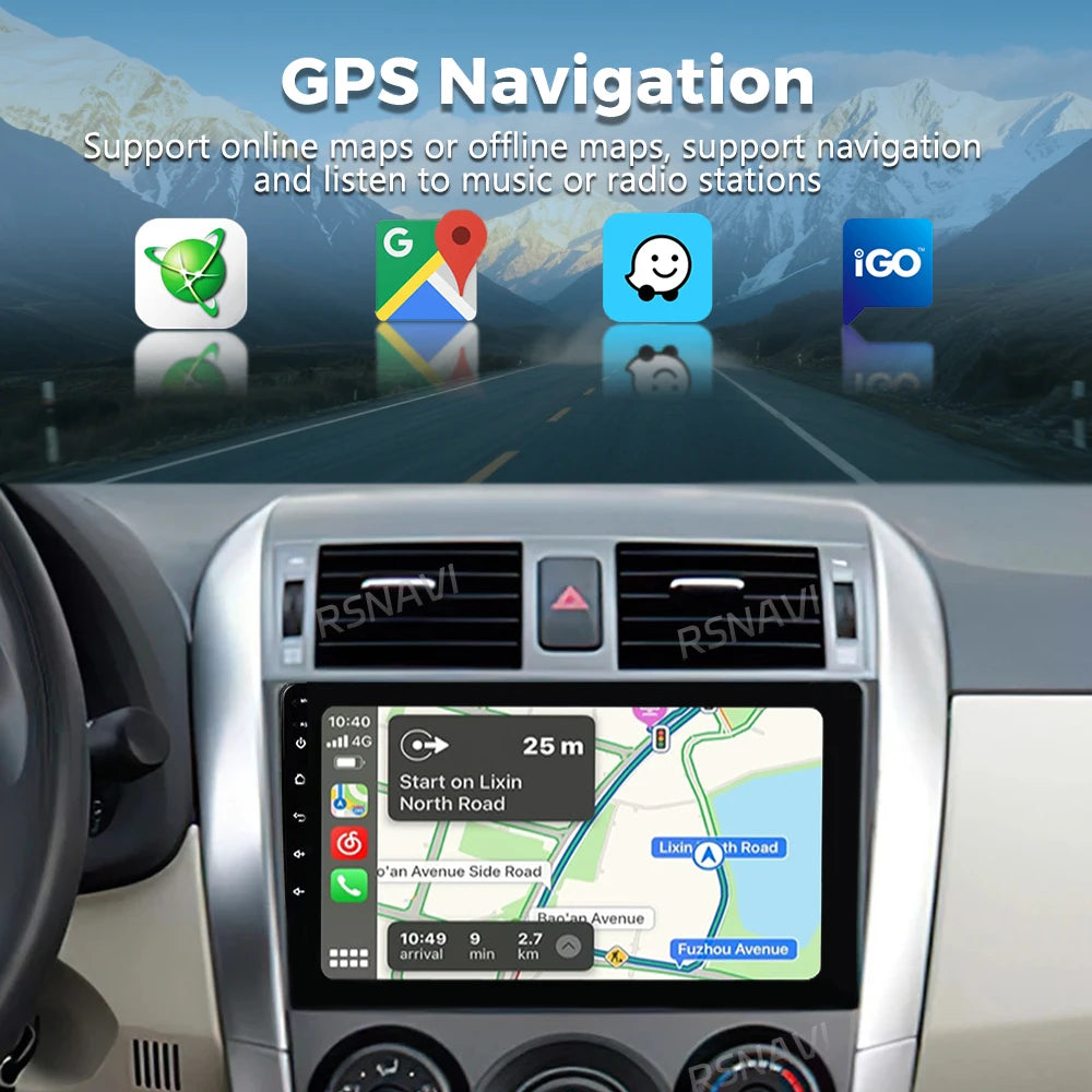 Android 16 For Toyota Corolla 10 E140 E150 2006 -2013 2K QLED Android Car Radio Multimedia