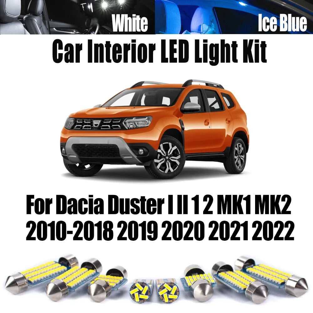 LED Interior Light Kit for Dacia Duster I II 1 2 MK1 MK2 2010- 2019 - Canbus Dome Map Door Trunk Bulbs | AUTOKITSHOP