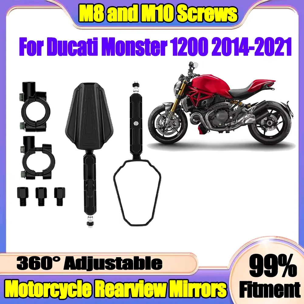 Motorcycle Rearview Mirrors Off Road Adv Wide Side Mirror For Ducati Monster 1200 2014 201