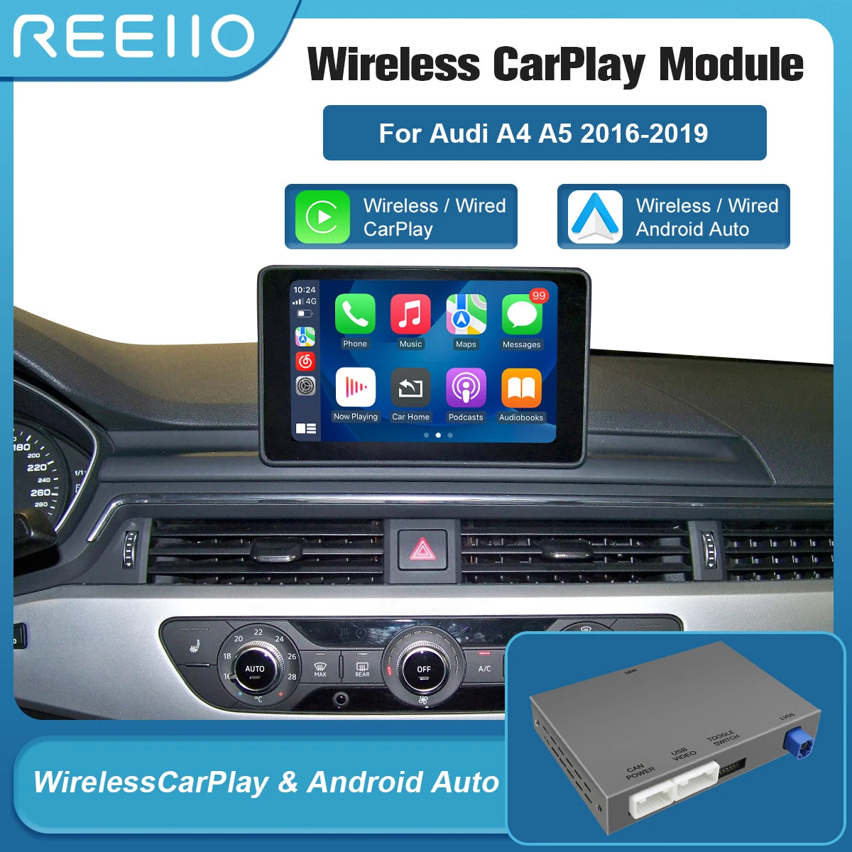 Wireless Carplay Android Auto Interface Retrofit Kits For Audi A6 C7 A7 2012-2016 RMC/HN+R