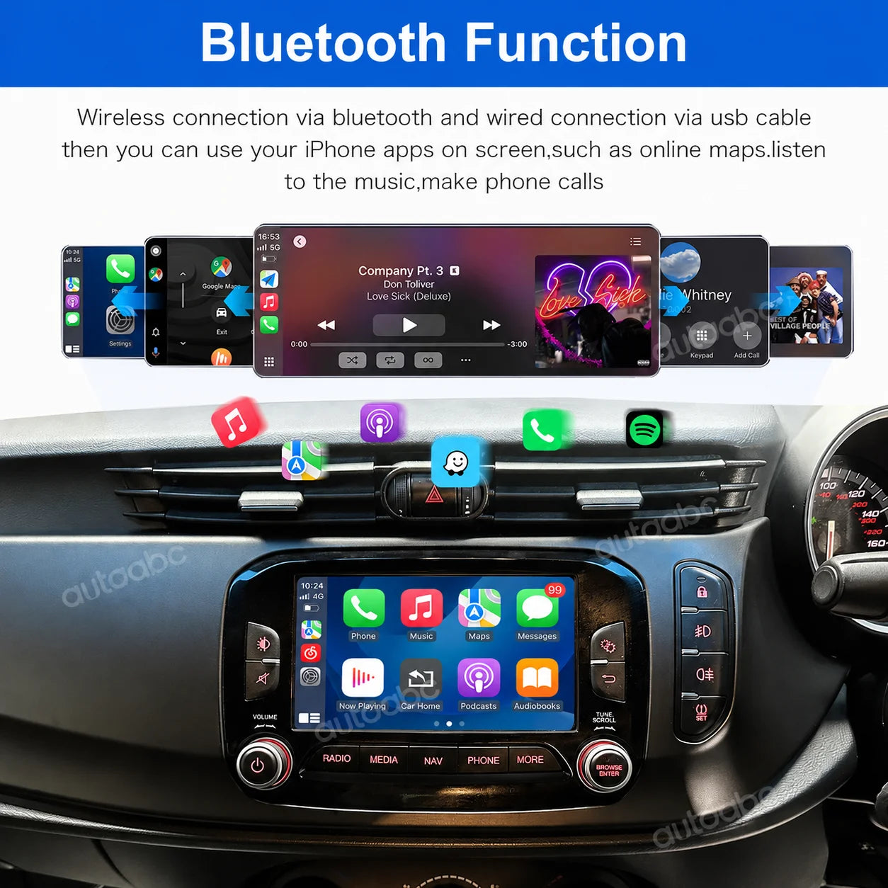 Wireless Apple CarPlay Android Auto Interface For Alfa Romeo Giulietta 2014-2021 Fiat 500X