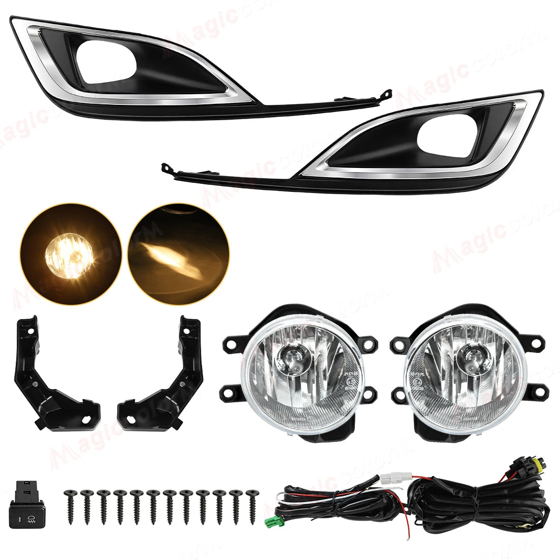 Car Fog Lamps For Toyota Noah 2018 2019 2020 2021 Front Bumper Halogen LED Daylights DRL D | AUTOKITSHOP