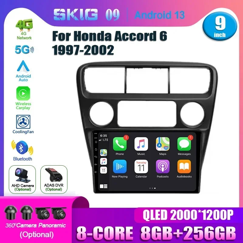 Android 14 For Honda Accord 6 1997 - 2002 Auto Radio Touch QLED Screen Multimedia Video Pl