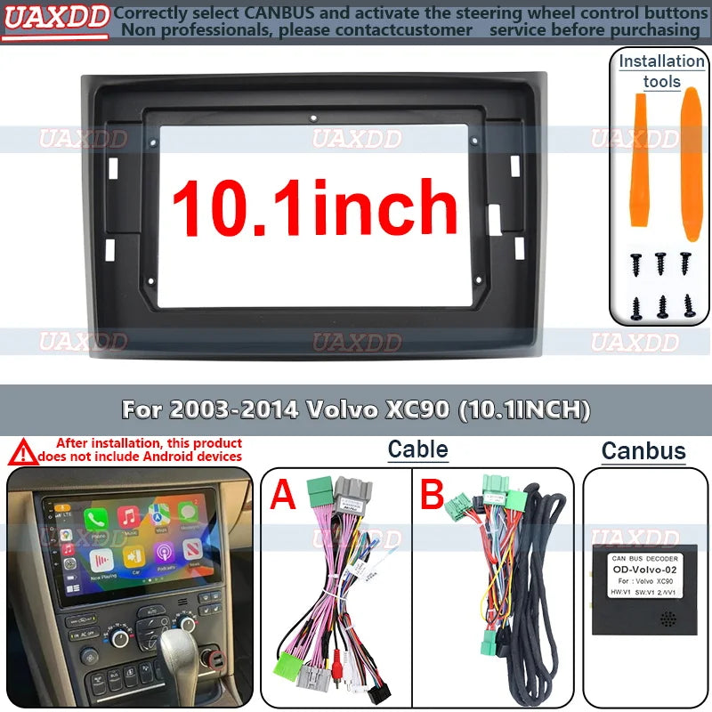 For 2003-2014 Volvo XC90 10.1INCH 2 Din Car Android MP5 Frame Fascia Cable Video Harness A