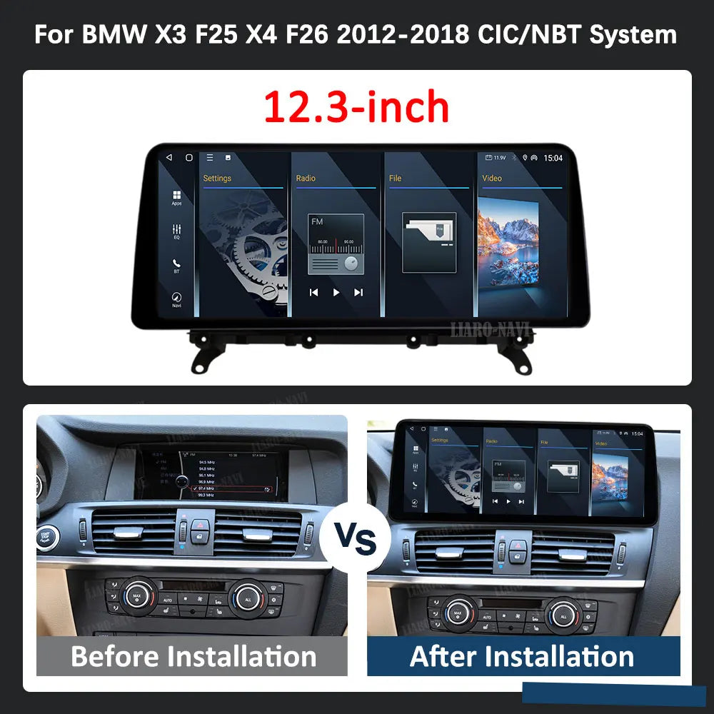12.3 inch Car Radio Multimedia Player 4G Android 16 for BMW X3 F25 X4 F26 2012 - 2018 CIC