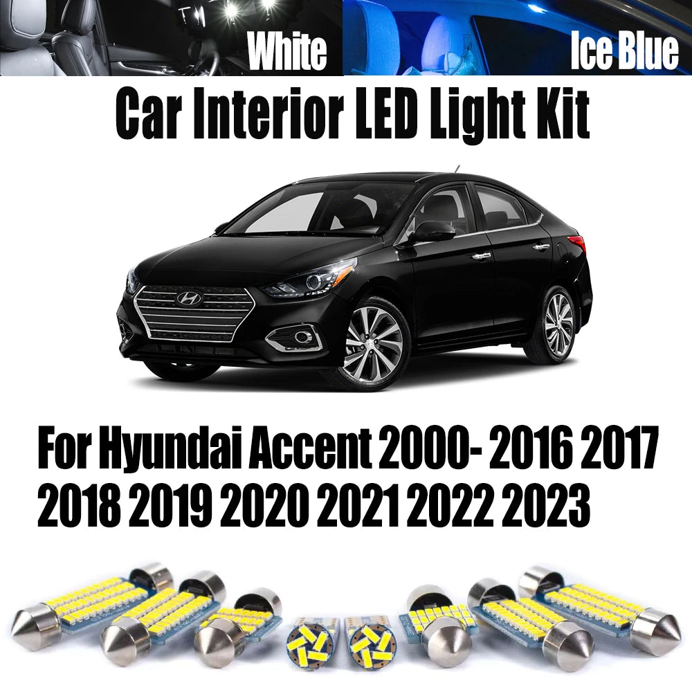 LED Interior Light Kit for Hyundai Accent 2000- 2016 - Canbus Dome Map Door Trunk Bulbs | AUTOKITSHOP