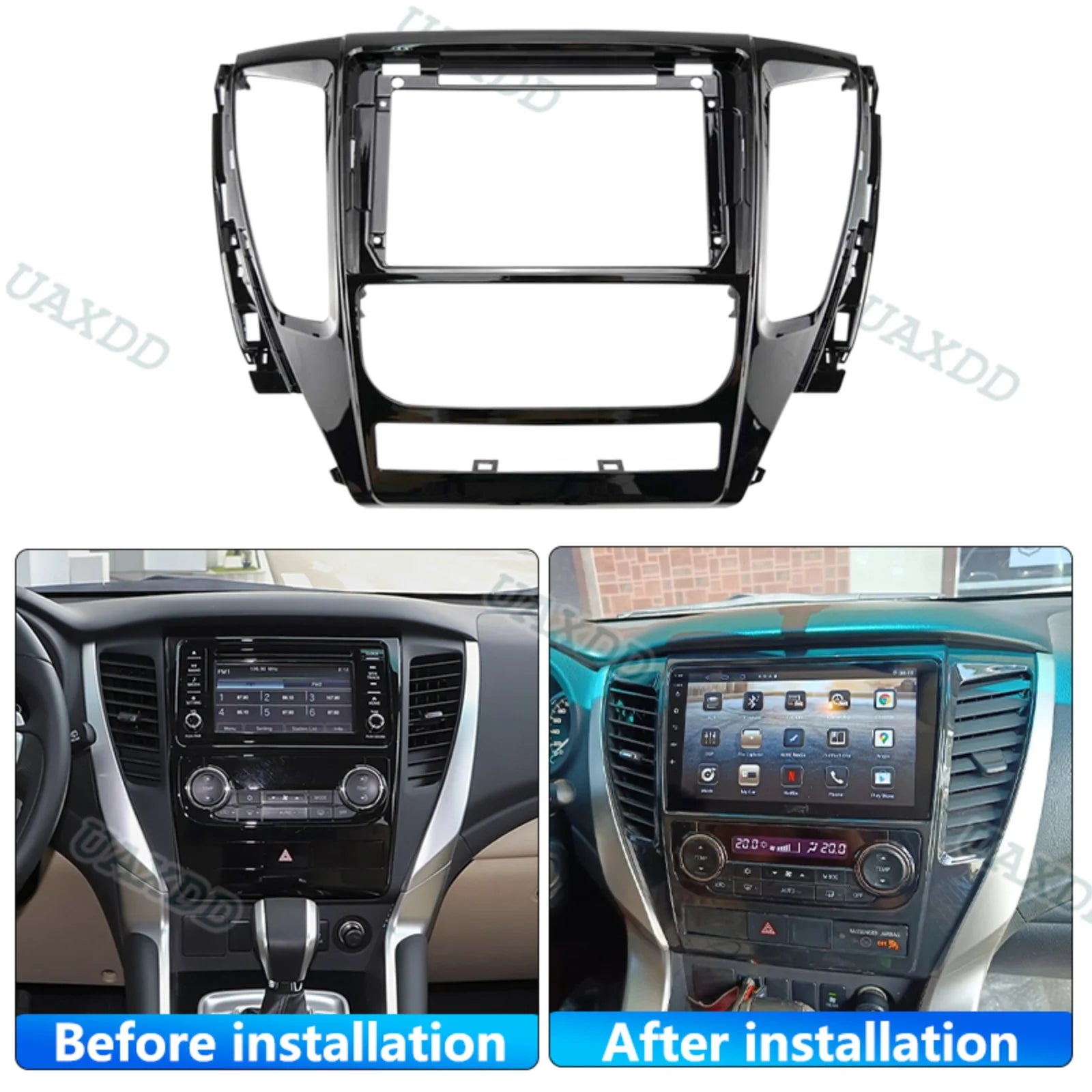 Car Frame Fascia For Mitsubishi Pajero Sport 2016-2021 Panel Kit Dashboard 9/10.1 Inch pla