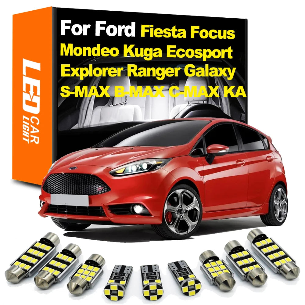 LED Interior Light Kit for Ford Fiesta Focus Mondeo Kuga Ecosport KA Explorer Ranger Galaxy S-MAX B-MAX C-MAX Car Can...