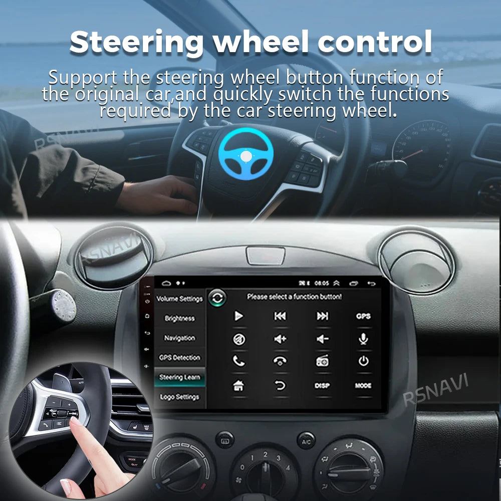 Android 16 Carplay Auto 2K Screen Car Radio Multimedia Player For Mazda 2 2007-2014 WIFI+4