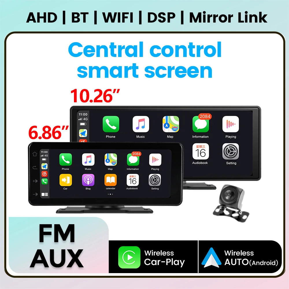 Wireless for Apple Carplay Android Auto Mirror Link 6.86/10.26'' Display Car Central Contr | AUTOKITSHOP