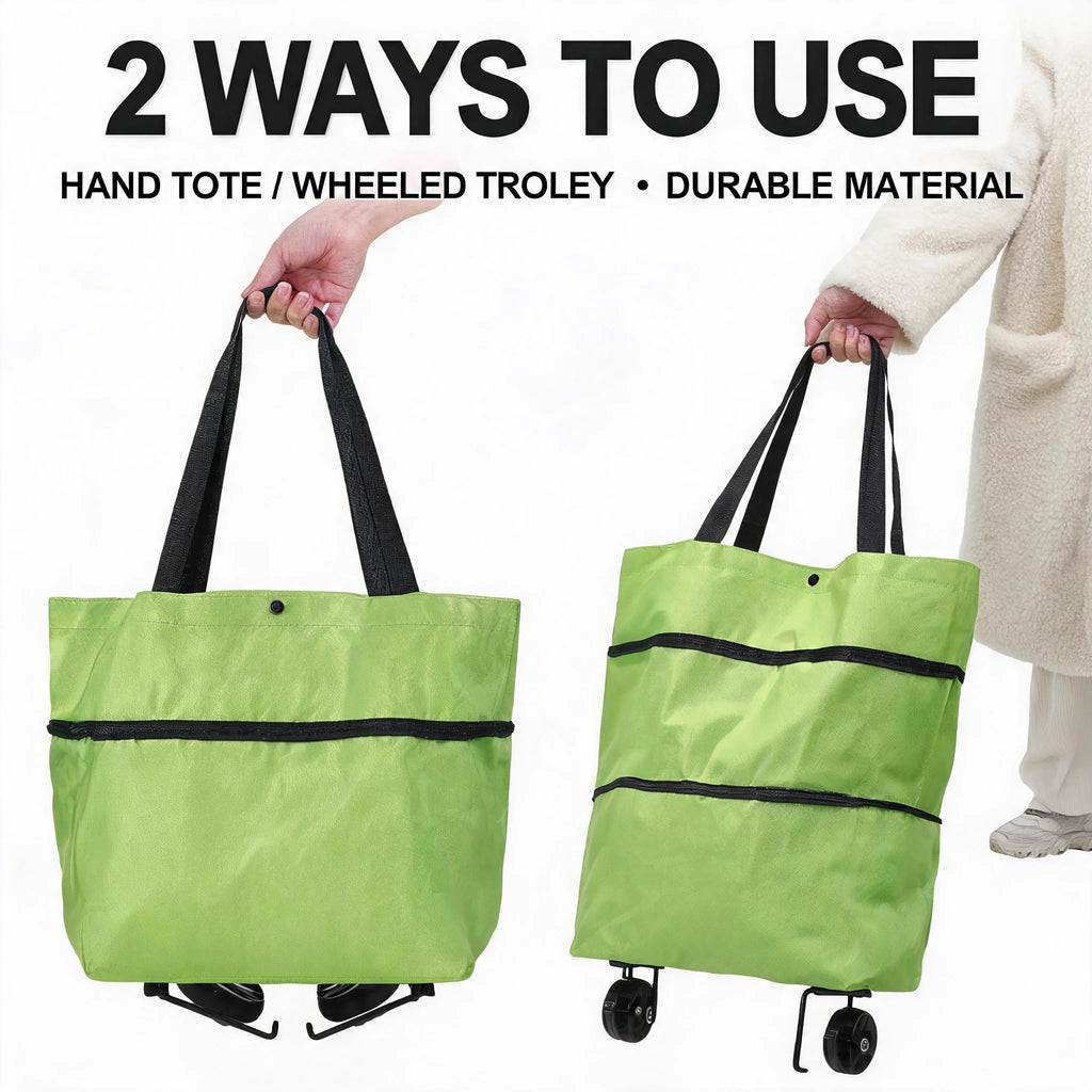 Lightweight 2 In 1 Foldable Grocery Cart Waterproof Rolling Tote Bag With Wheels Collapsible Tro - Automotive LED Light