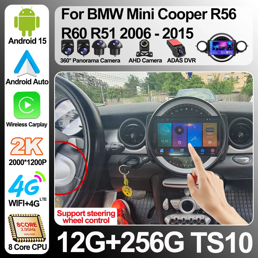 Android 16 For Bmw Mini Cooper R56 R60 R51 2006-2015 Wireless Carplay Android Auto Multime | AUTOKITSHOP