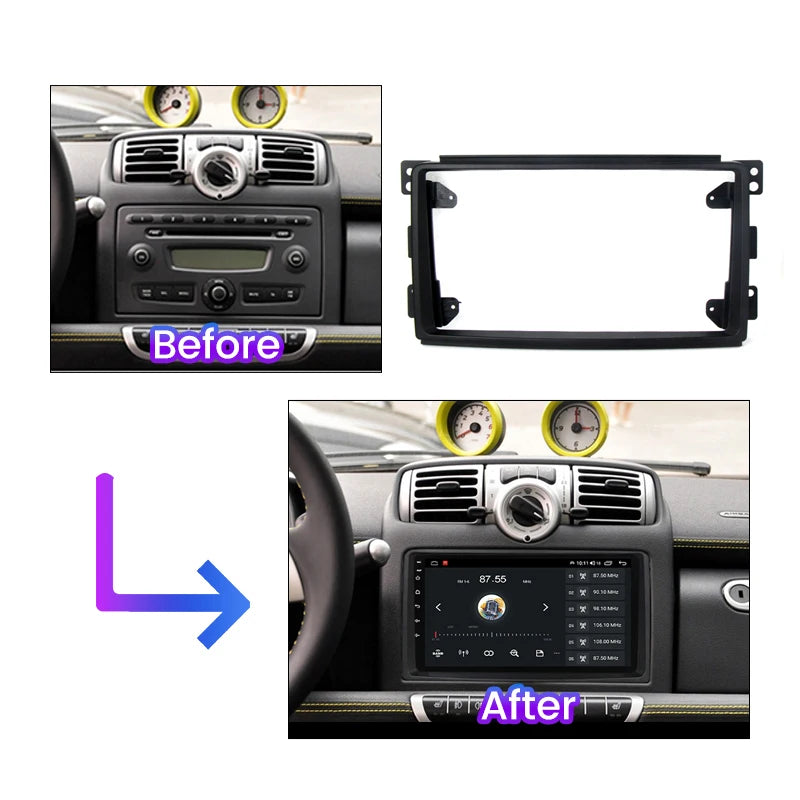 9 Inch Radio Fascias for Mercedes Benz Smart Fortwo W451 2006~2009 CD Dashboard Dash Audio | AUTOKITSHOP
