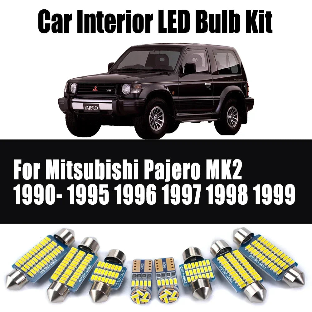 13-Piece LED Interior Light Kit for Mitsubishi Pajero MK2 1990- 1994 - Canbus Dome Map Door Trunk Bulbs | AUTOKITSHOP