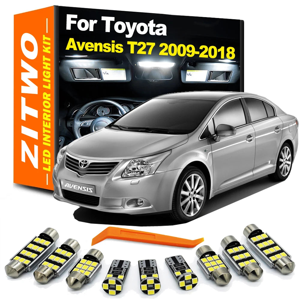 ZITWO 14Pcs LED Interior Dome Map Reading Light Kit For Toyota Avensis T27 2009 2010 2011- 2014 2015 2016 2017 2018 Accessories