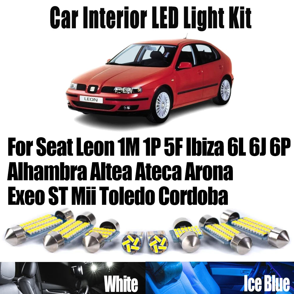 LED Interior Light Kit for Seat Leon 1M 1P 5F Ibiza 6L 6J 6P Alhambra Altea Ateca Arona Exeo ST Mii Toledo Cordoba - ...