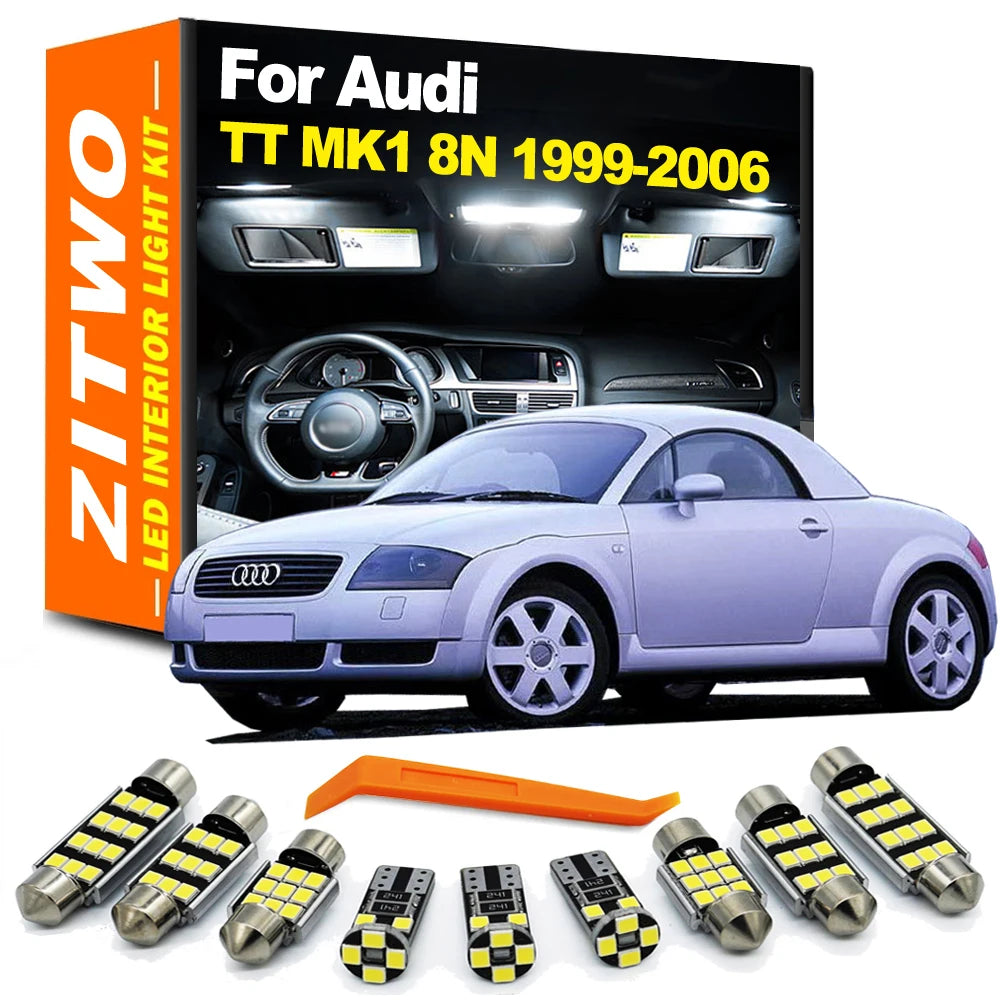 ZITWO 10Pcs Canbus Car LED Interior Map Dome Light Kit For Audi TT TTS 8N 8N3 8N9 MK1 1999 2000 2001 2002 2003 2004 2005 2006