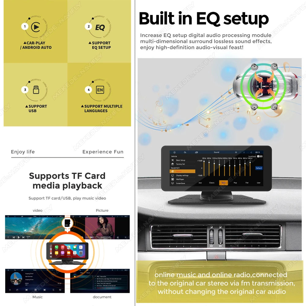 10.26/6.86inch Wireless Android Auto Carplay Smart screen car intelligent systems Universa