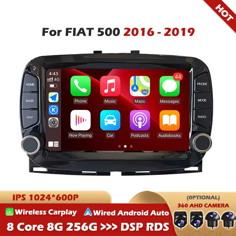 7" For FIAT 500 2016 2017 2018 2019 Car Radio GPS Navigation Android Auto Carplay Multimed