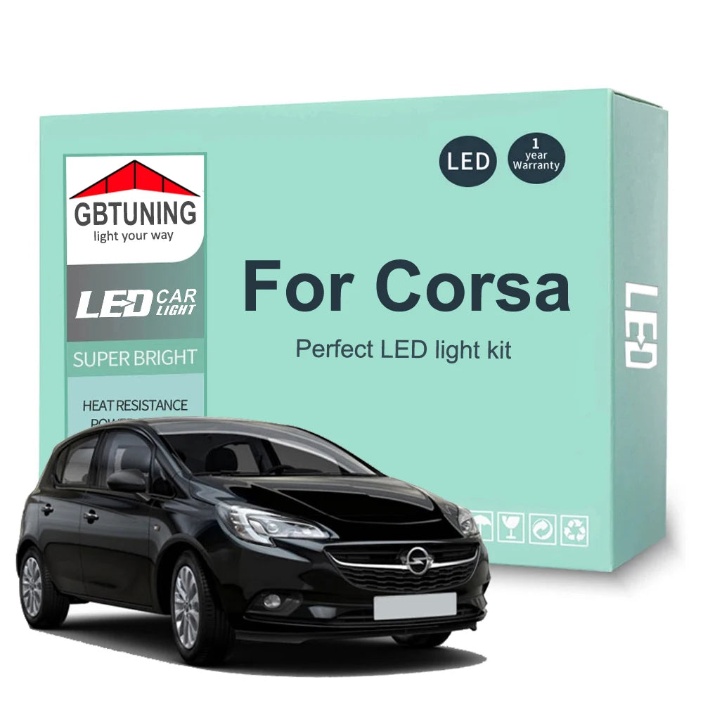 LED Interior Light Kit for Vauxhall Opel Corsa B C D E 1993-2015 - Canbus Dome Map Door Trunk Bulbs | AUTOKITSHOP