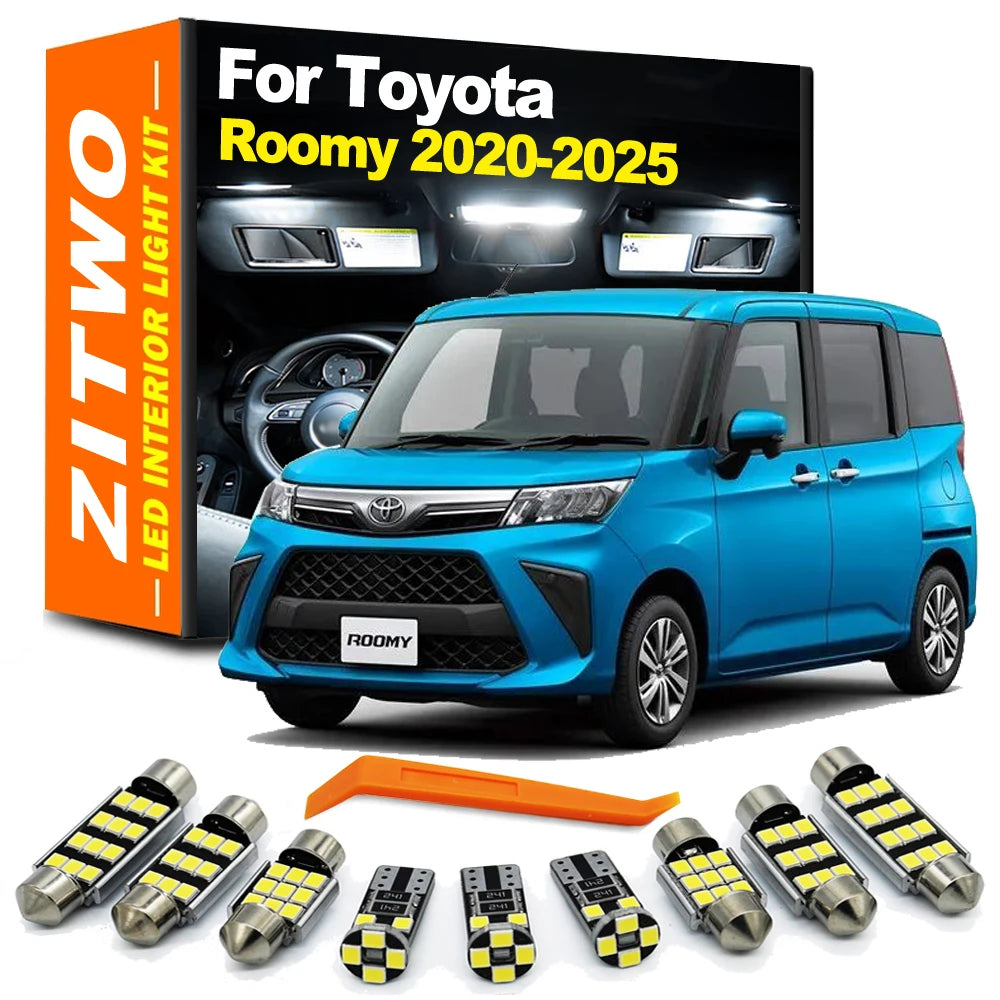 ZITWO 10Pcs Canbus Car Interior LED Light Kit For Toyota Roomy Tank 2020 2021 2022 2023 2024 2025 Dome Map License Plate Bulb