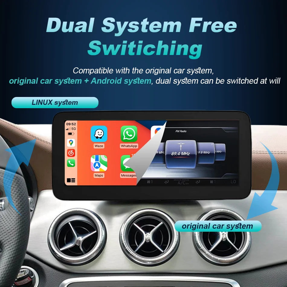 Linux Multimedia Screen Wireless CarPlay Android Auto Car Radio GPS For Mercedes Benz GLK
