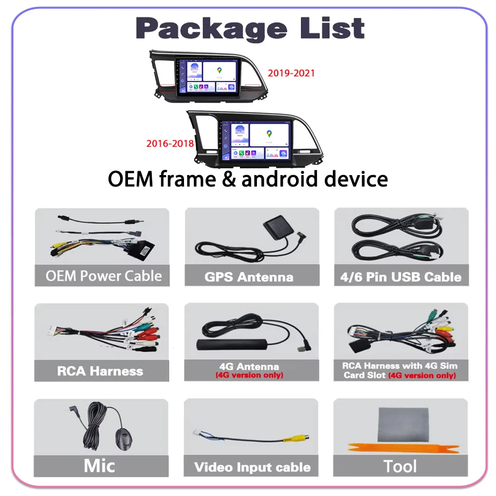 CarPlay For Hyundai Elantra 6 2016 2017 2018 2019 2020 Android AUTO Stereo Car Radio Multi