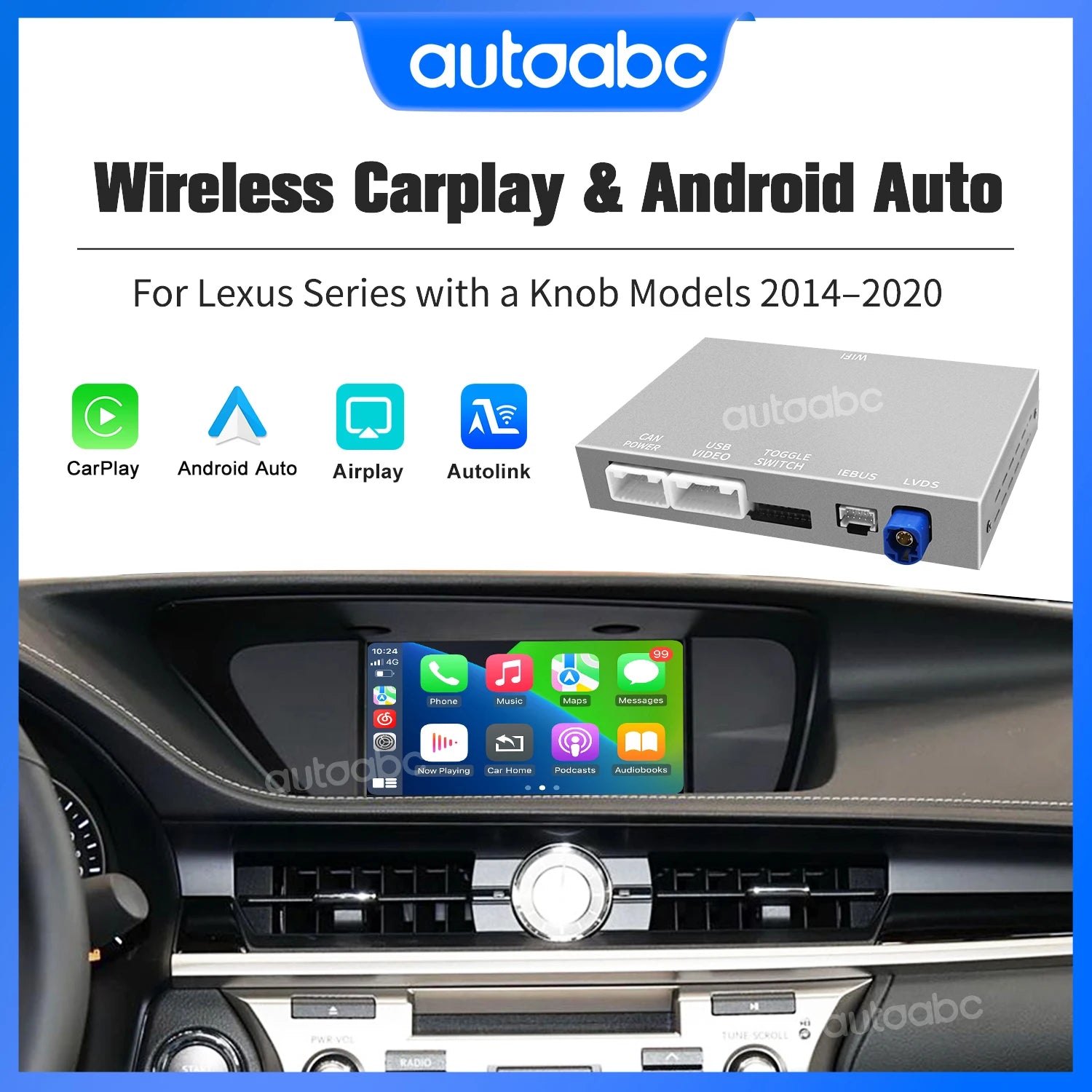 Wireless CarPlay Android Auto Interface for Lexus NX RX IS ES GS RC CT LS LX LC UX with Kn | AUTOKITSHOP