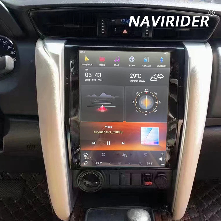 Carplay Vertical Screen For TOYOTA Fortuner HILUX Revo 2016-2022 Android 15 GPS 12.1'' Mul