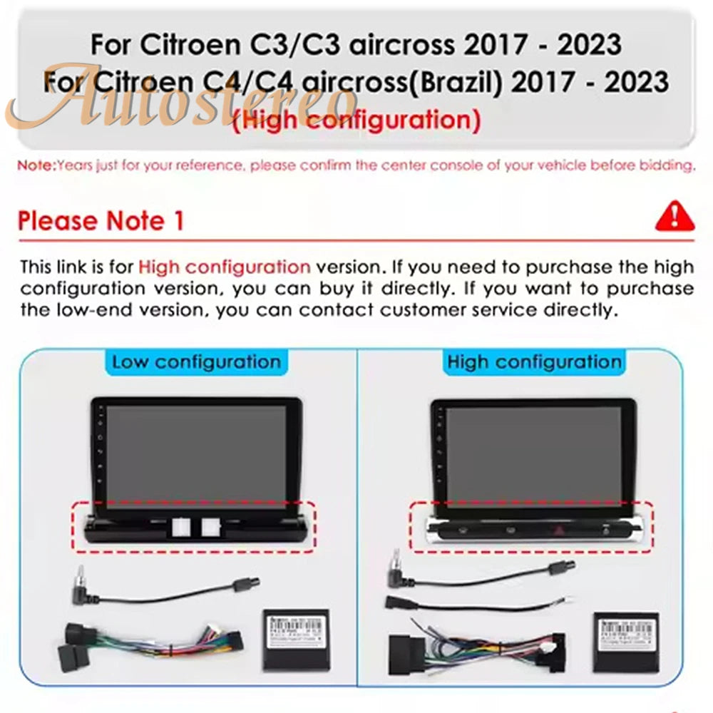 Android 14 Carplay For Citroen C3/C4 2016-2023 Auto Car Radio GPS Navigation Car Multimedi