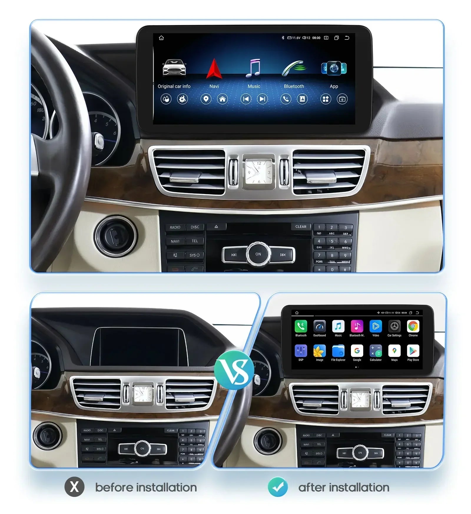 10.25"Android 13 Autoradio 2din Carplay For Mercedes Benz W212 E-Class E200 E230 E260 E300