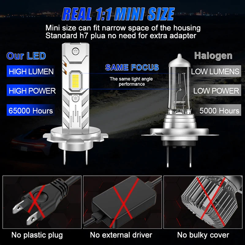 6000W Canbus H8 H11 H9 LED Headlights H1 9005 HB3 9006 HB4 9012 H4 Led Lamp 16PC CSP Car H