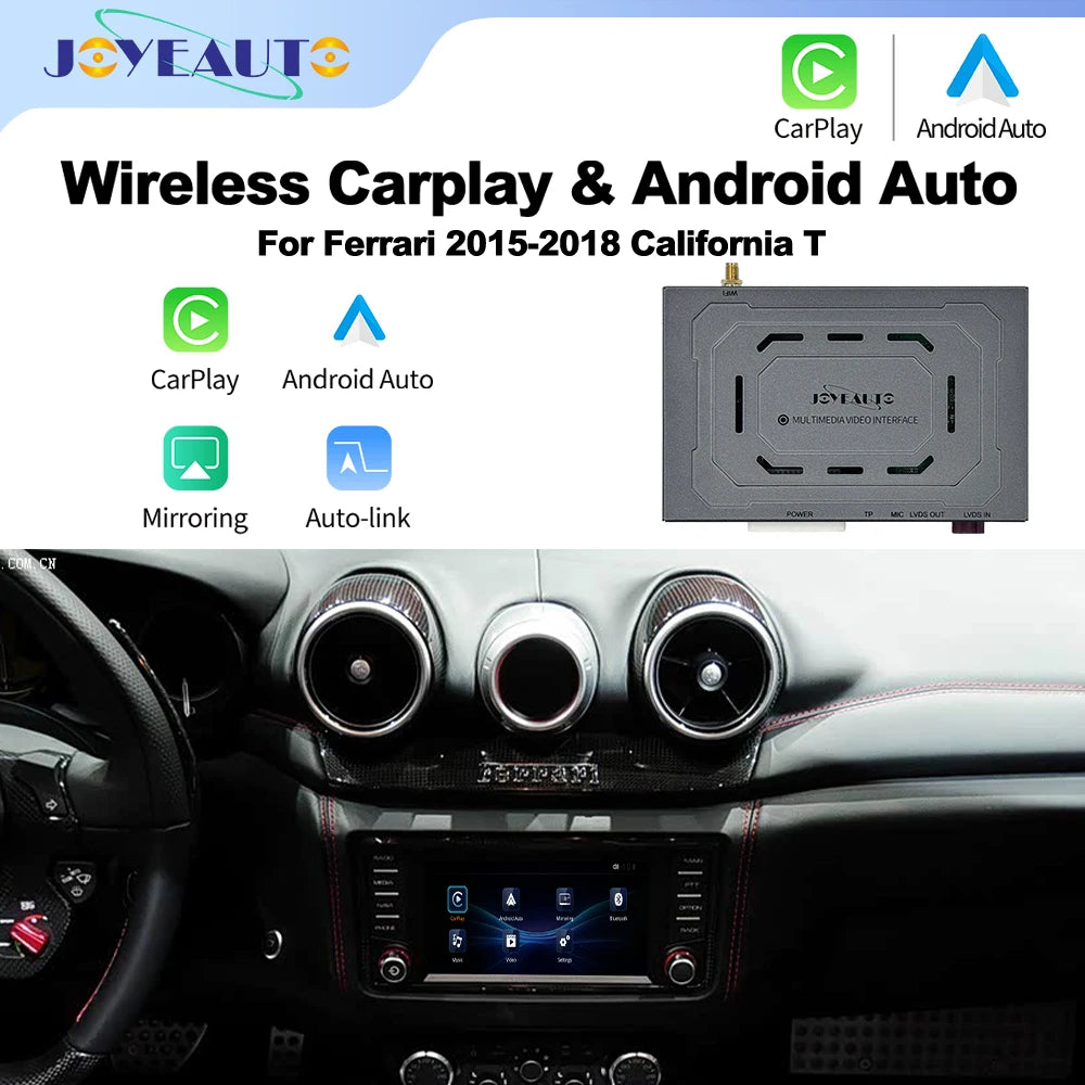 Wireless CarPlay Android Auto Interface for Ferrari California T 2015-2018 - Mirroring USB Flash Play, OEM Mic Support