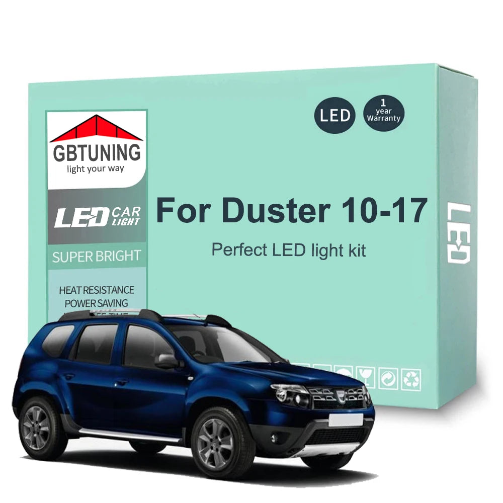 12-Piece LED Interior Light Kit for Dacia Duster I 1 MK1 - Canbus Error-Free Bulbs | AUTOKITSHOP