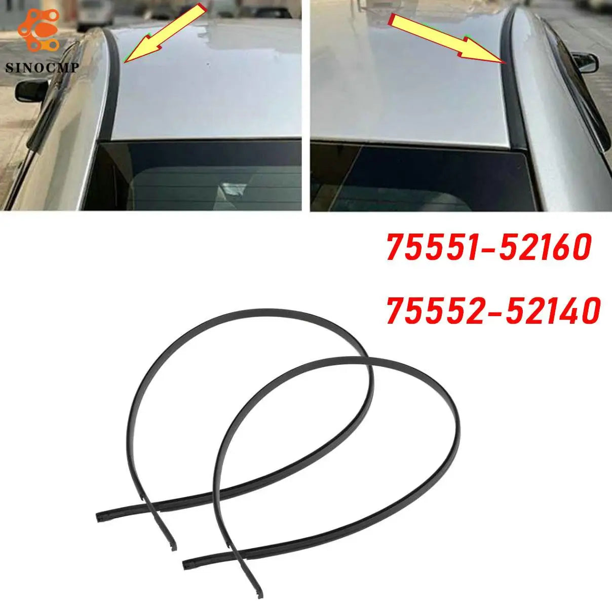 1Pair L+R Side Roof Drip Moulding Trim Set 75551-52160 75552-52140 For Toyota Yaris Sedan