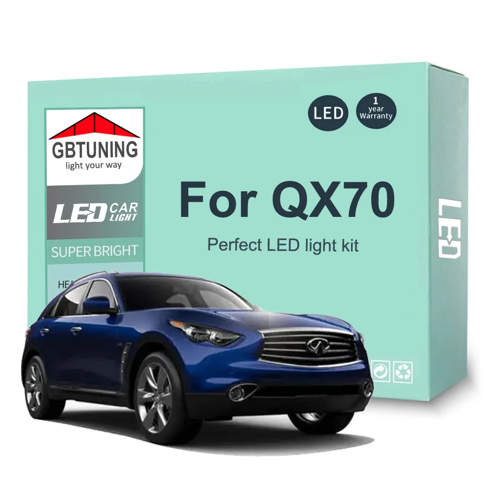 14-Piece LED Interior Light Kit for Infiniti QX70 - Canbus Error-Free Bulbs | AUTOKITSHOP