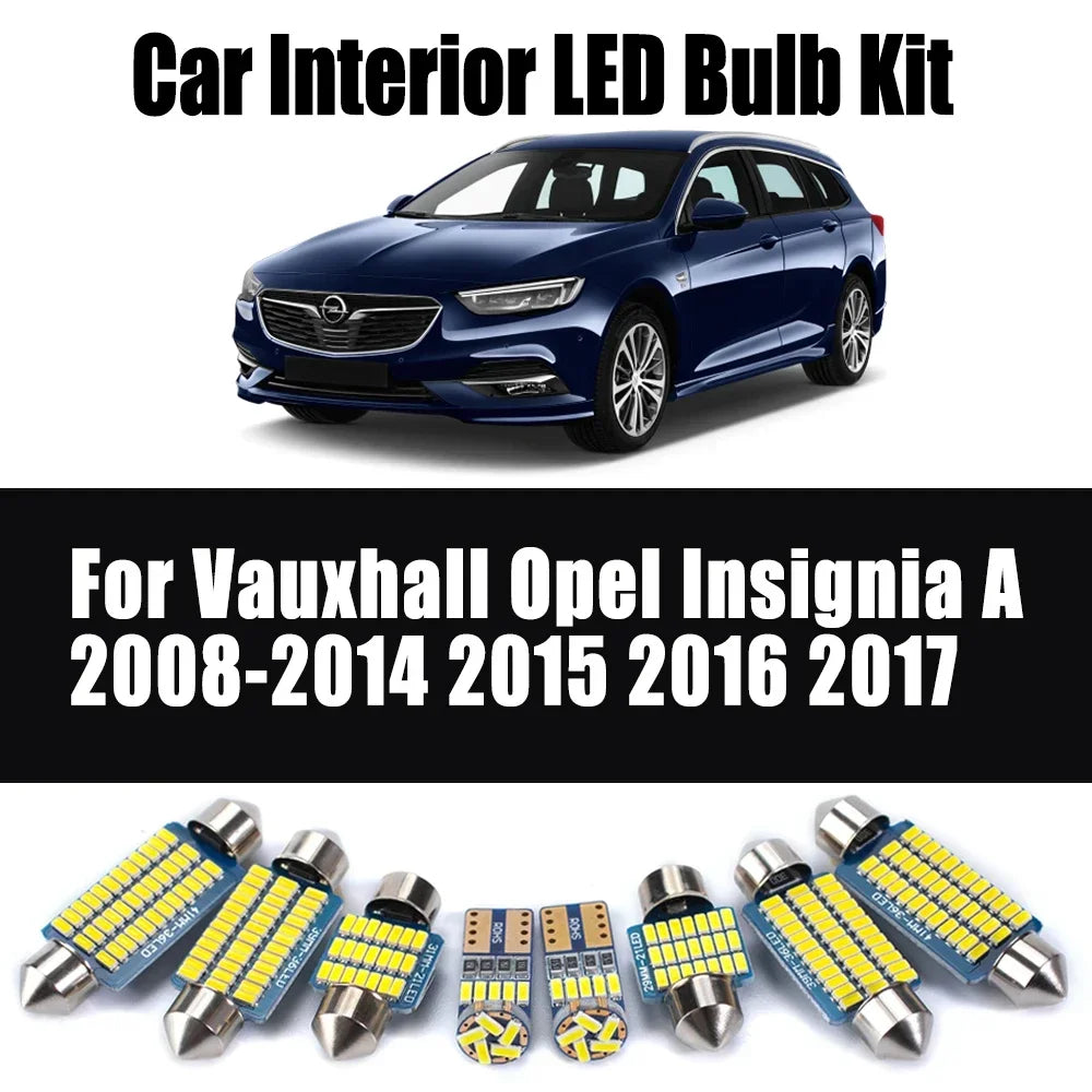 20-Piece LED Interior Light Kit for Vauxhall Opel Insignia A 2008-2016 - Canbus Dome Map Door Trunk Bulbs | AUTOKITSHOP