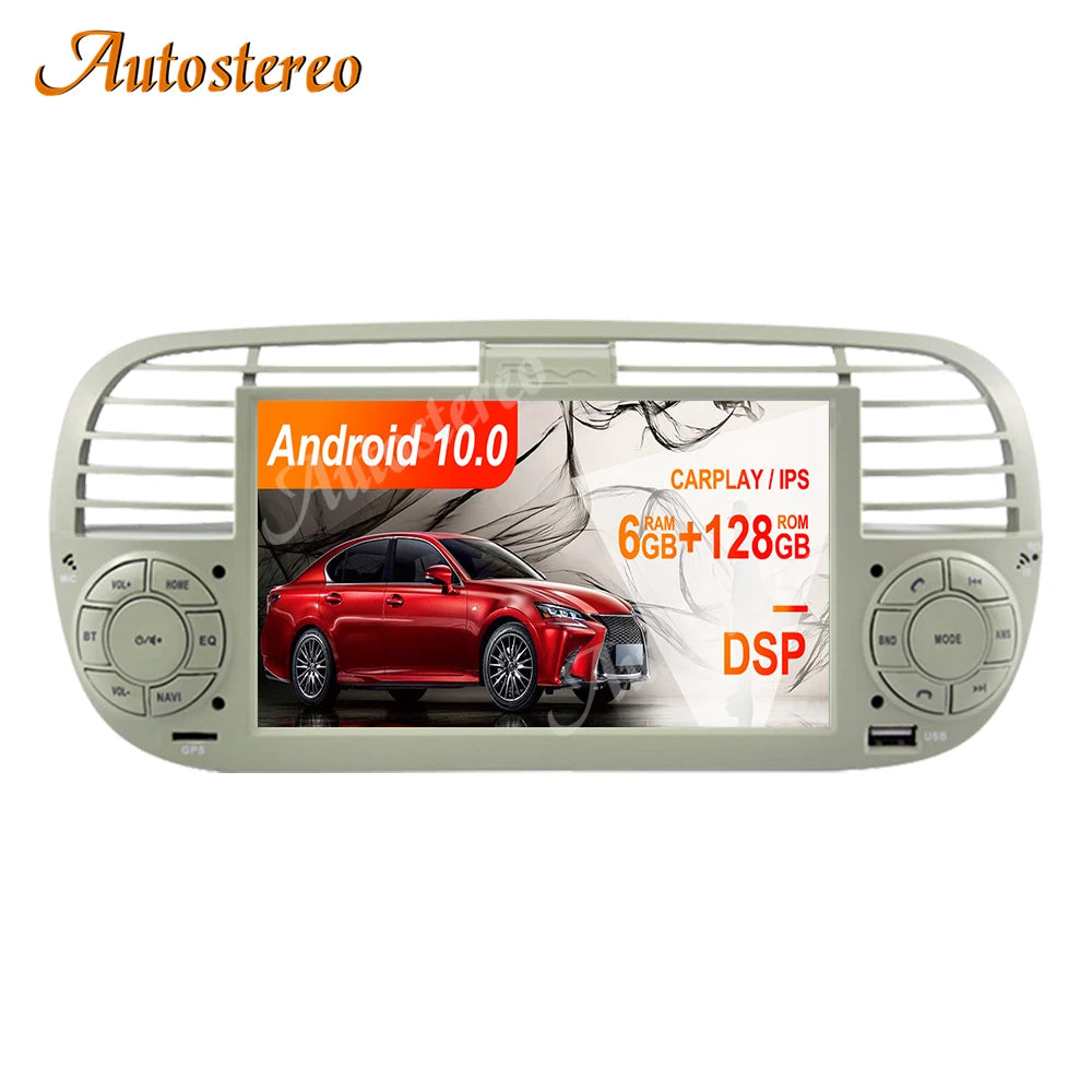Carplay Android 13 Car GPS Navigation Head Unit For FIAT 500 2007-2014 Multimedia Player A